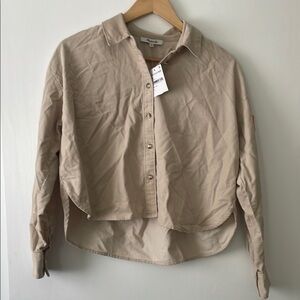 NWT Madewell Beige High-Low Corduroy Shirt in women’s size XS